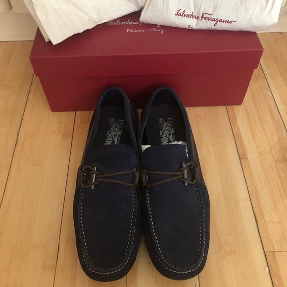 Salvatore Ferragamo Other - Salvatore Ferragamo Navy/ Brown Loafers Size 7.5